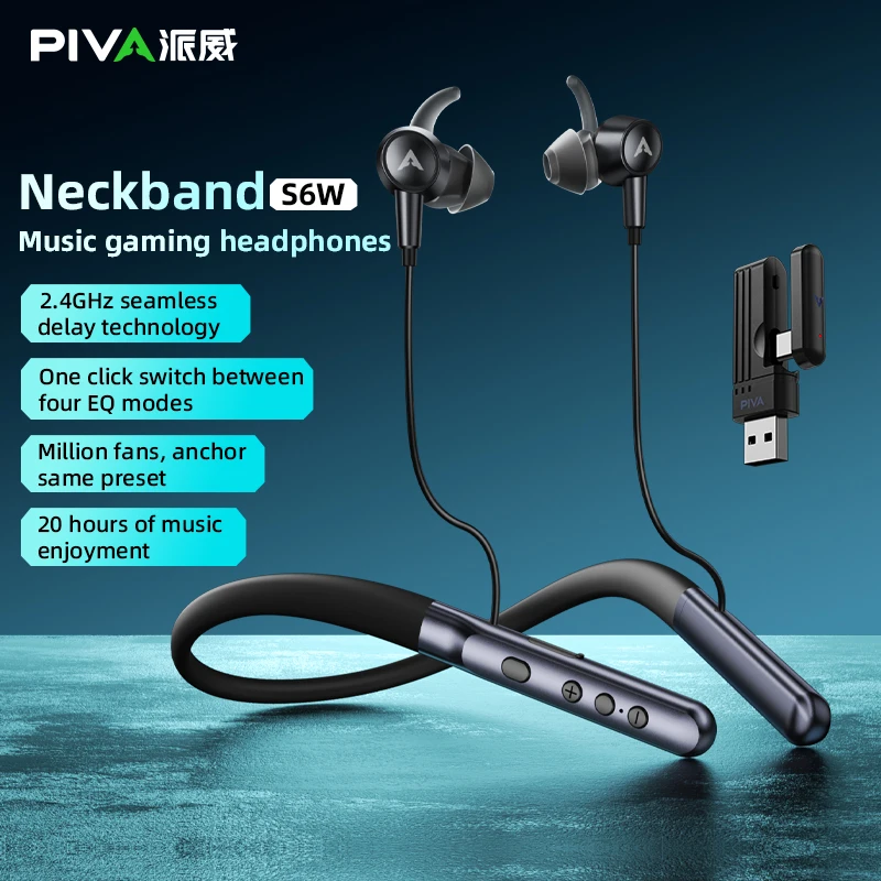 PIVA S6W 13mm 2.4G Wireless Neck Sports Earphones