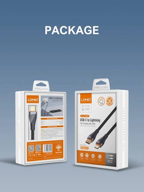 لادنيو فاست تشارجر داتا كابل تايب - سي - تو - لايتينج 30وات- LDNIO Fast Charging Data Cable Type-C to Lightning (30W) (1000mm)- Model:LC691i 