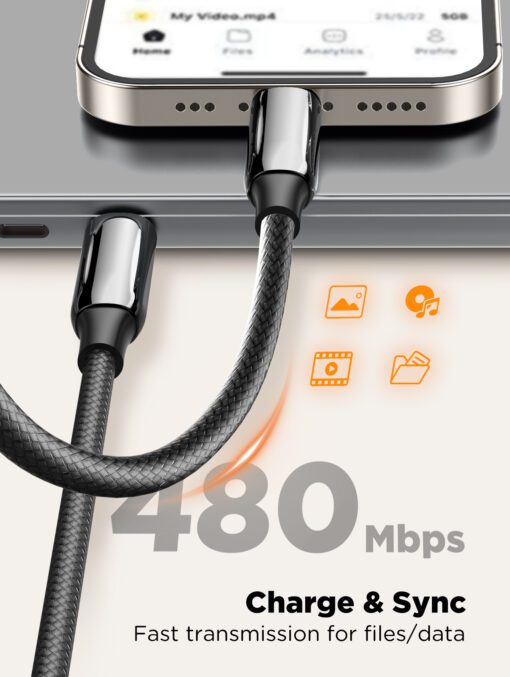 لادنيو فاست تشارجر داتا كابل تايب - سي - تو - تايب سي 1متر 240وات -LDNIO Fast Charging Data Cable Type-C to Type-C (240W) (1000mm) LC921C 
