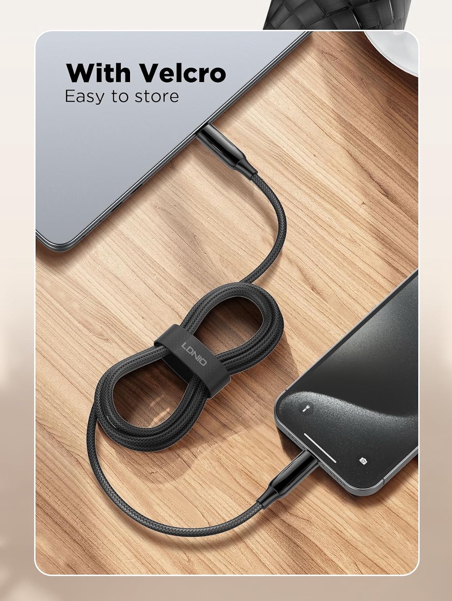 لادنيو فاست تشارجر داتا كابل تايب - سي - تو - تايب سي 1متر 240وات -LDNIO Fast Charging Data Cable Type-C to Type-C (240W) (1000mm) LC921C 