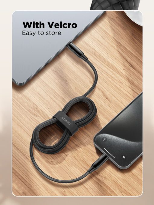 لادنيو فاست تشارجر داتا كابل تايب - سي - تو - تايب سي 2متر- 240 وات -LDNIO Fast Charging Data Cable Type-C to Type-C (240W) (2000mm) LC922C 