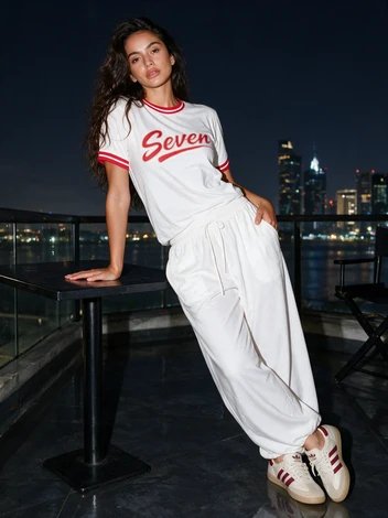 Seven Classic Ringer T-Shirt – White X Red