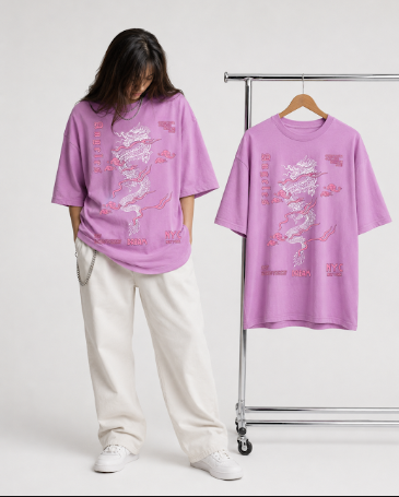 تيشيرت بوليفار جرافيك تنين ثقيل Oversized فاخر Unisex