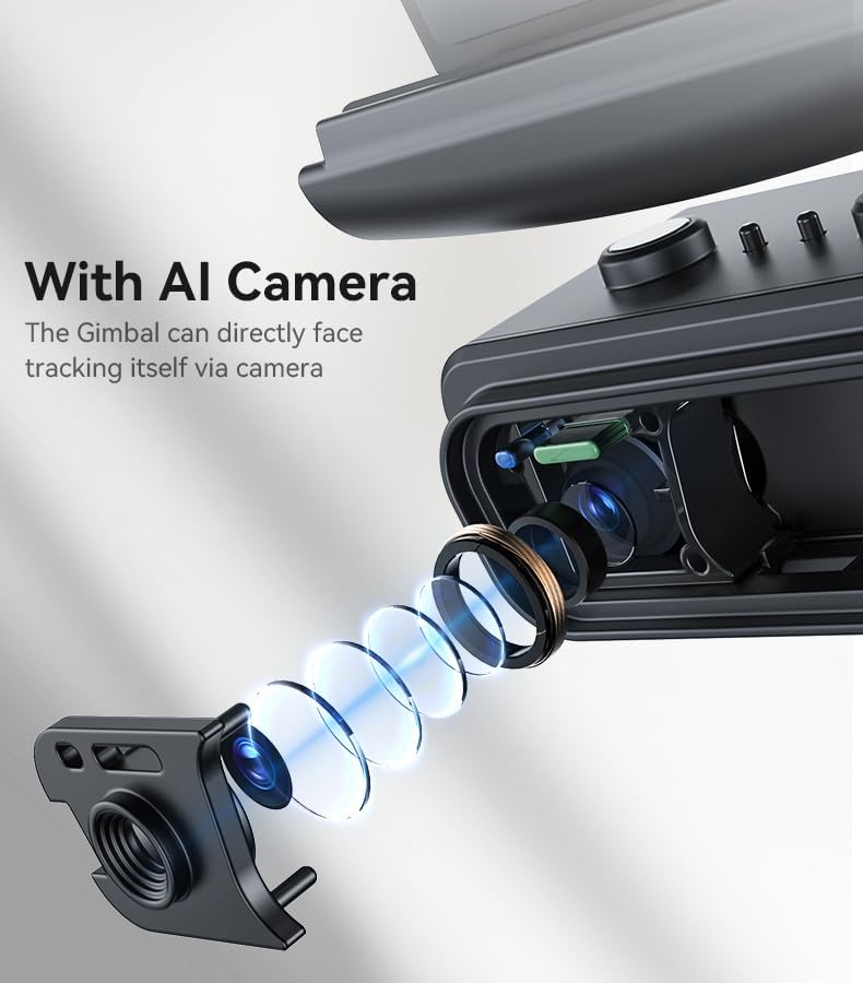 Yesido 3-Axis Gimbal Stabilizer, SF21 Face Tracking With Camera Powerful Battery Built-in Extra Fill Light - Black