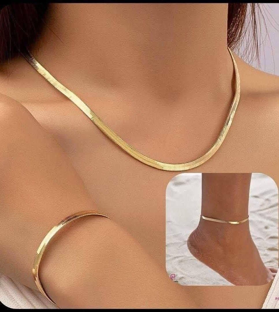 flat snake chain jewelry set