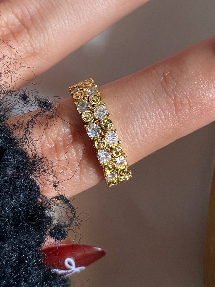 gold plated sparkle stone ring