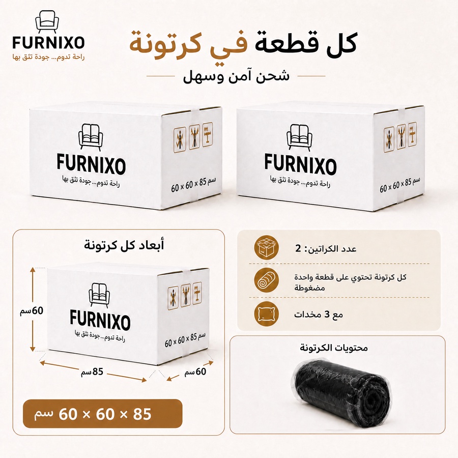 فورنكسو - FURNIXO ركنة أڤرو مضغوطة، ركنة L مودرن من الإسفنج المضغوط – لون #02 - أسود