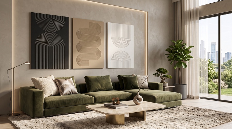 Black and White Neutral Abstract Wall Art, 3 Piece Minimalist Canvas Prints Paintings Artwork for Walls, Boho Geometric Pictures for Living Room Hallway Office Wall Decor 