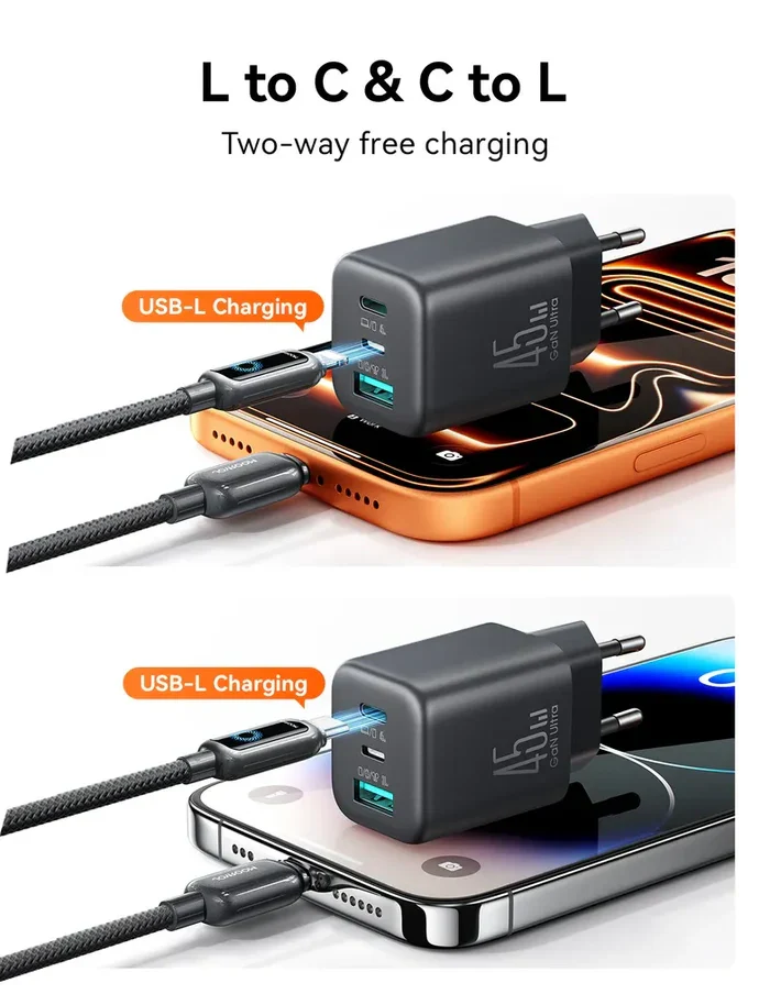 JOYROOM Gallium Nitride (Gan) Charger 3-Port (45W) JR-T01 