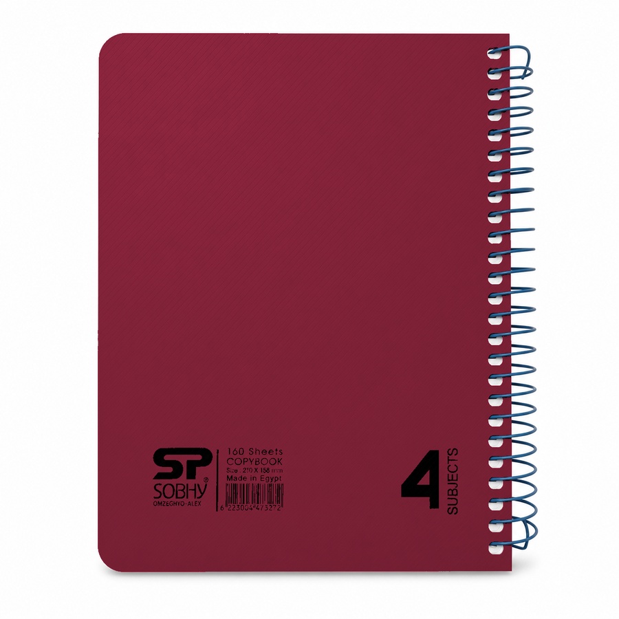 SOBHY Micro Margin Spiral A5 Notebook – 160 Sheets – 4 Subjects