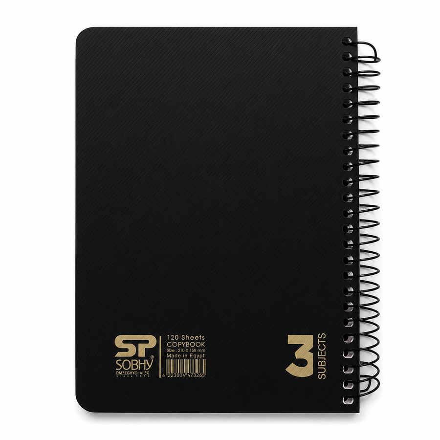 SOBHY Micro Margin Spiral A5 Notebook – 120 Sheets – 3 Subjects