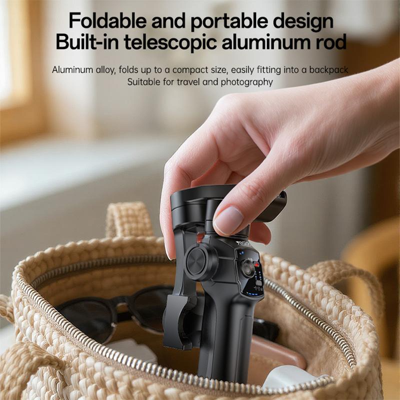 Yesido SF32 3-Axis Gimbal Stabilizer with AI Face Tracking, Built-in Fill Light, Extension Rod & Focus Wheel - Black