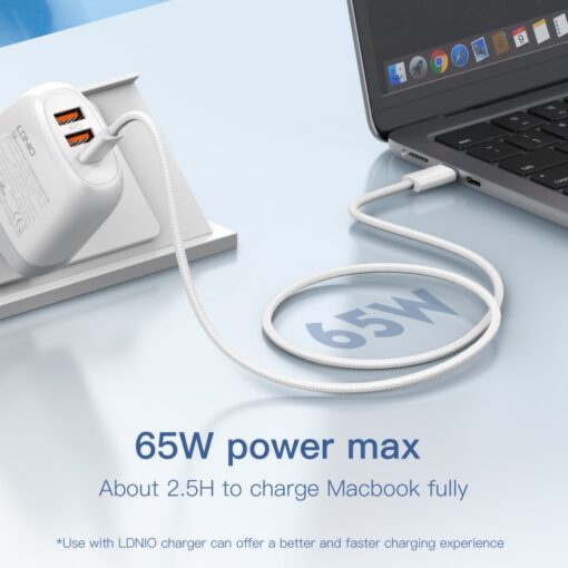 لادنيو داتا كابل تايب - سي - تو - تايب - سي 1متر -65وات -LDNIO Data Cable TYPE-C TO TYPE-C (65W) (1M) - LC901C