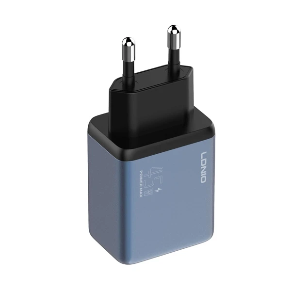 LDNIO Super-Fast Charger (GaN) With Cabel (Type-C to Type-C) + 2 Port (Type-C+USB-A) (65W) (100CM)-Model: Q12 