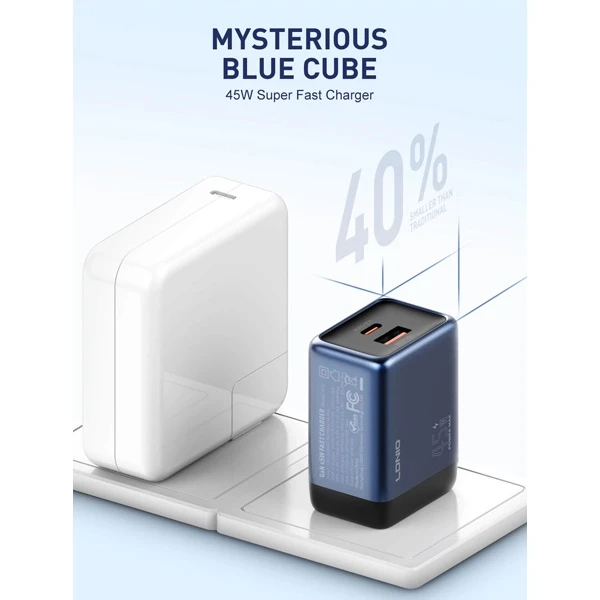 LDNIO Super-Fast Charger (GaN) With Cabel (Type-C to Type-C) + 2 Port (Type-C+USB-A) (65W) (100CM)-Model: Q12 
