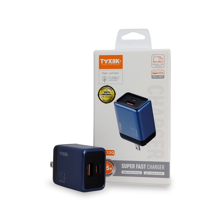 LDNIO Super-Fast Charger (GaN) With Cabel (Type-C to Type-C) + 2 Port (Type-C+USB-A) (65W) (100CM)-Model: Q12 