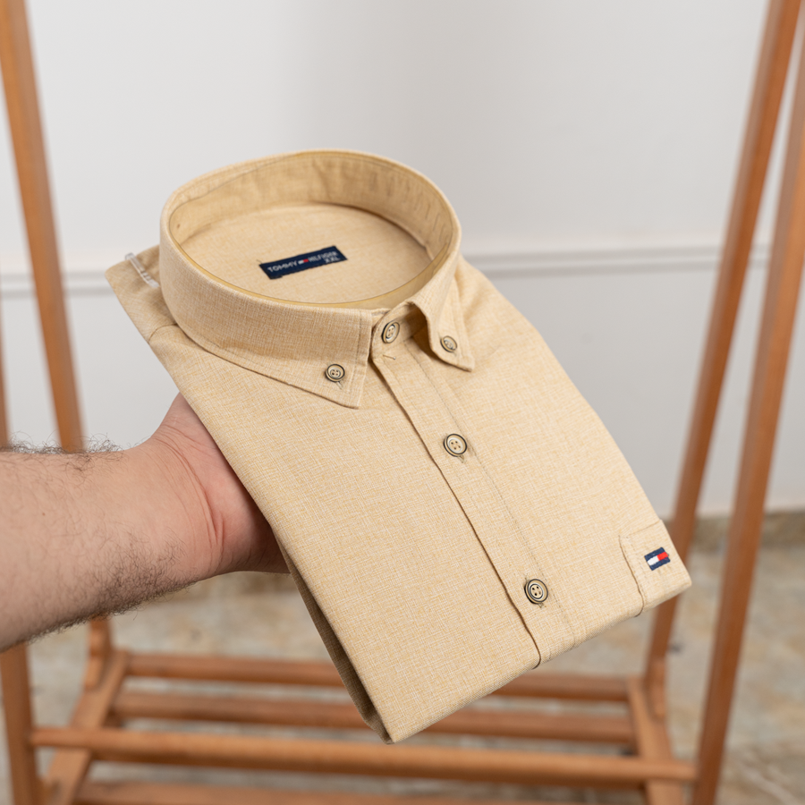 قميص Tommy كتان سادة QS5 | Regular Fit