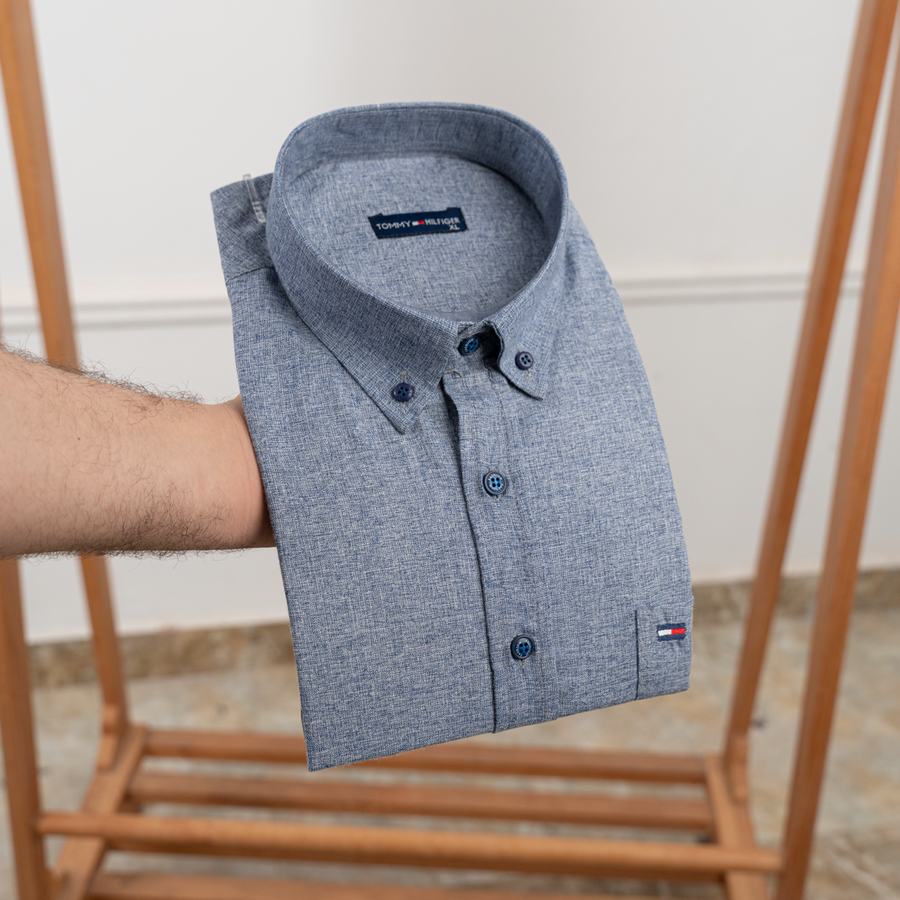 قميص Tommy كتان سادة QS5 | Regular Fit