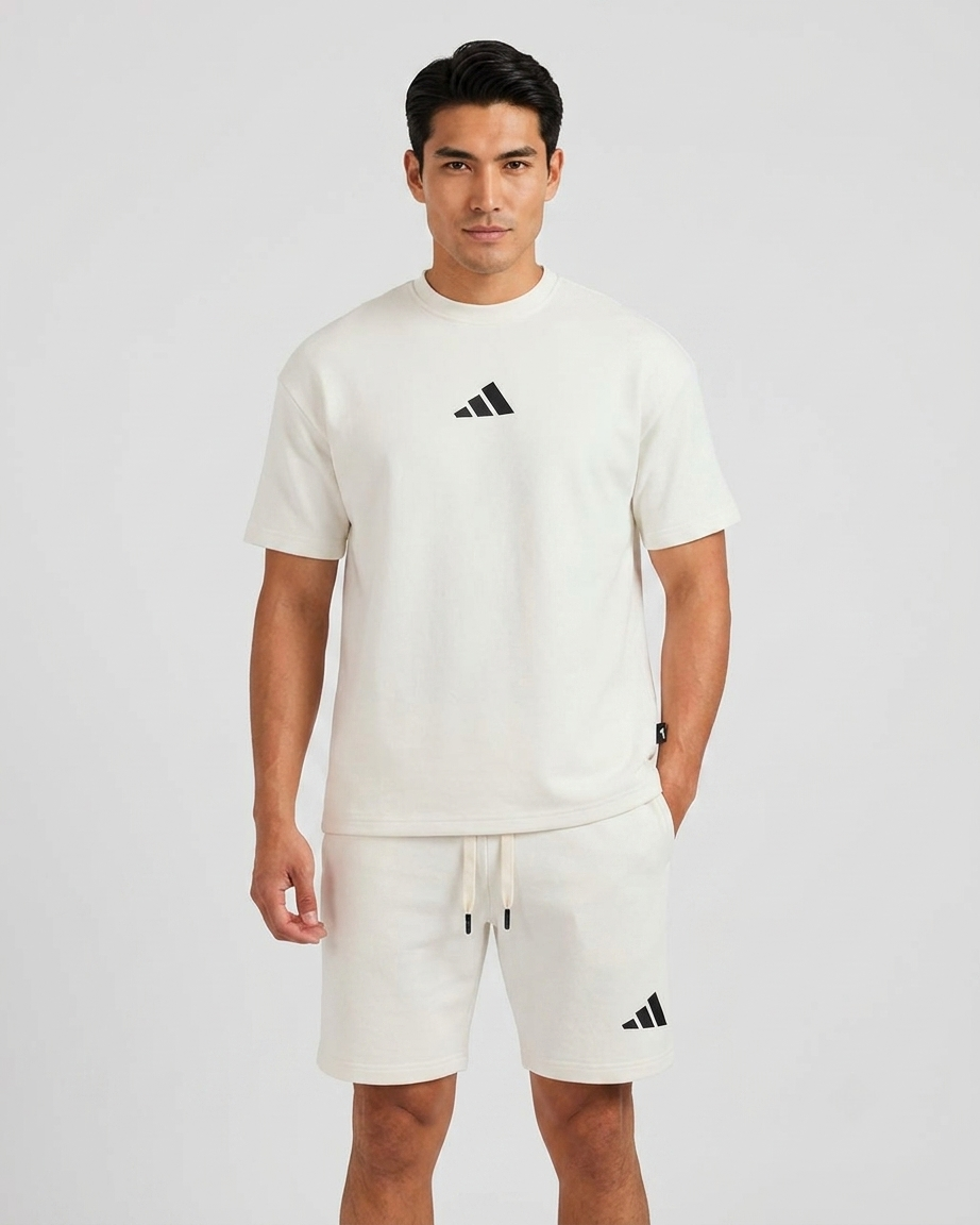 Adidas Suit Np113 | طقم تيشرت وشورت إنترلوك كاجوال