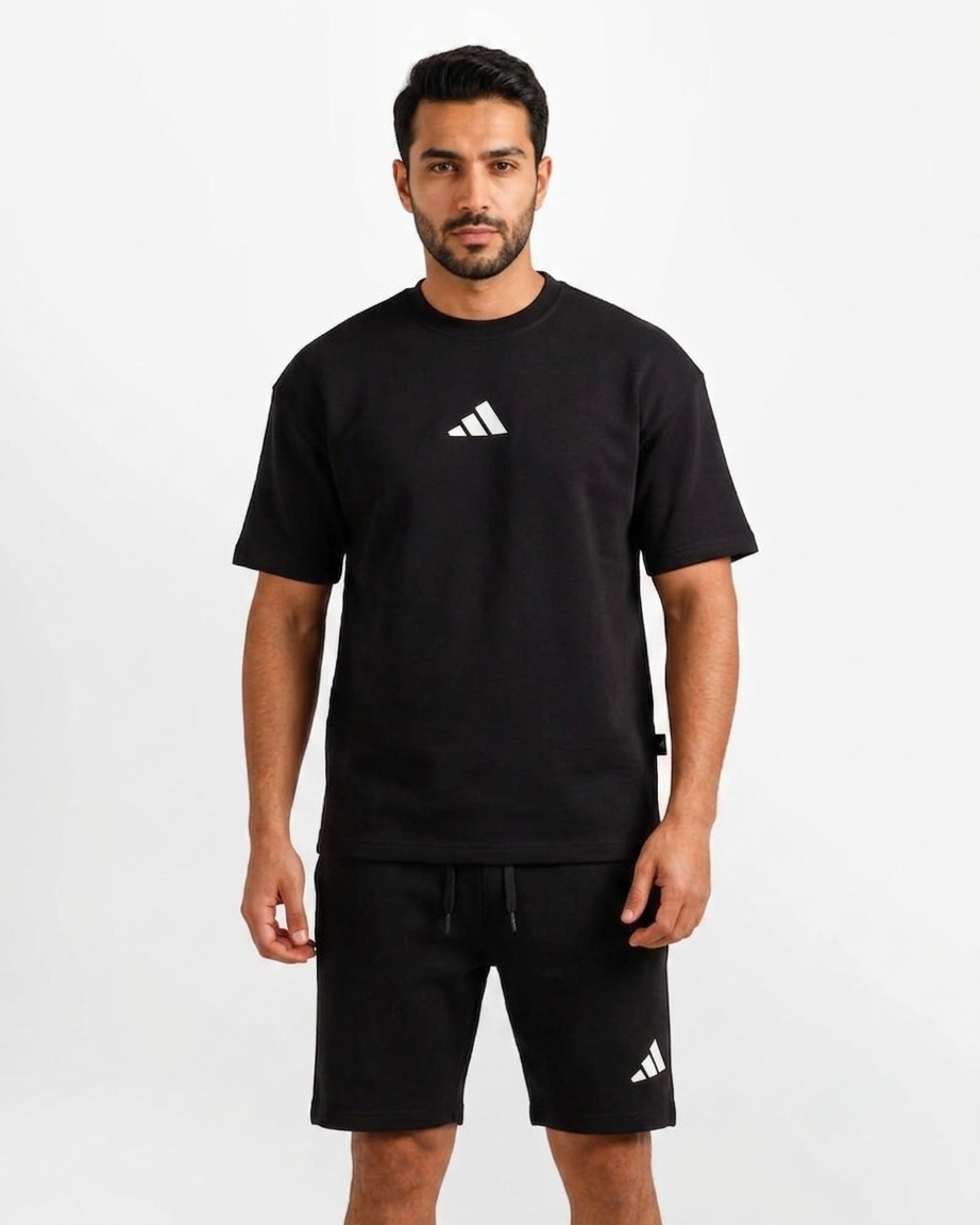Adidas Suit Np113 | طقم تيشرت وشورت إنترلوك كاجوال