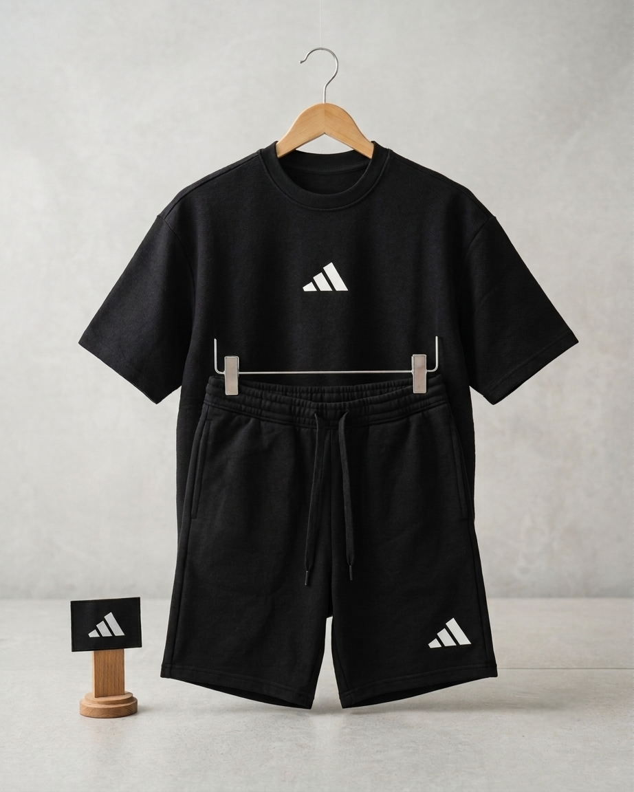 Adidas Suit Np113 | طقم تيشرت وشورت إنترلوك كاجوال