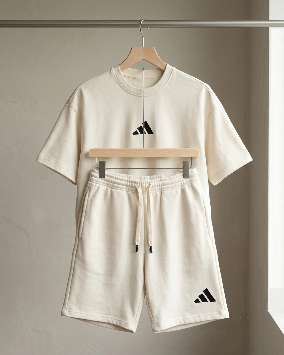 Adidas Suit Np113 | طقم تيشرت وشورت إنترلوك كاجوال