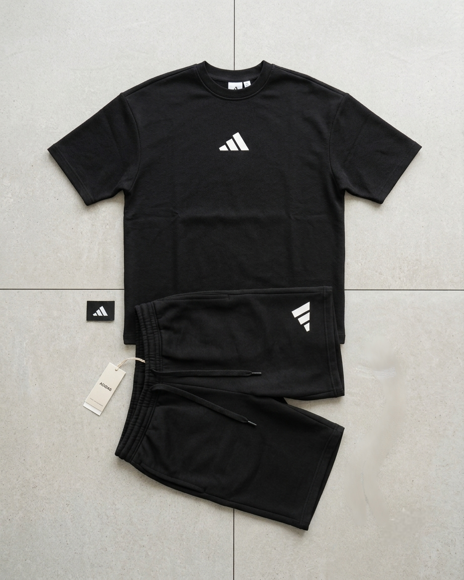 Adidas Suit Np113 | طقم تيشرت وشورت إنترلوك كاجوال