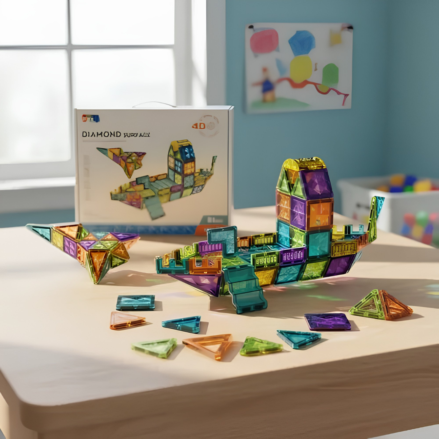مكعبات البناء المغناطيسية بسطح دايموند 81 قطعة | Diamond Surface Magnetic Building Blocks