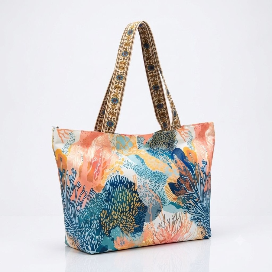  شنطة توتي صيفي للبحر (Tote Bag) بطبعات تريندي وحمالات عريضة | Demand & Beyond