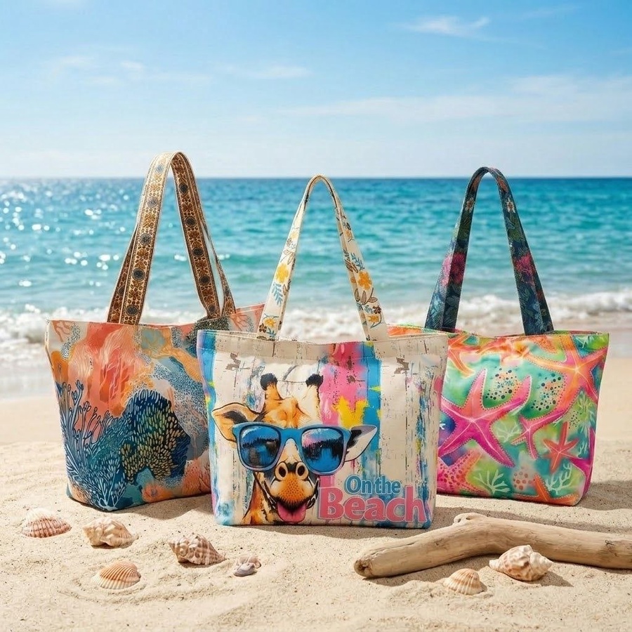  شنطة توتي صيفي للبحر (Tote Bag) بطبعات تريندي وحمالات عريضة | Demand & Beyond