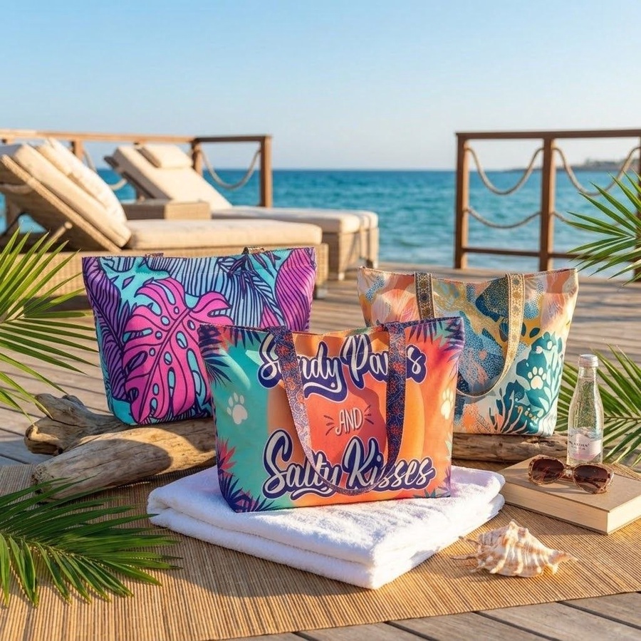  شنطة توتي صيفي للبحر (Tote Bag) بطبعات تريندي وحمالات عريضة | Demand & Beyond