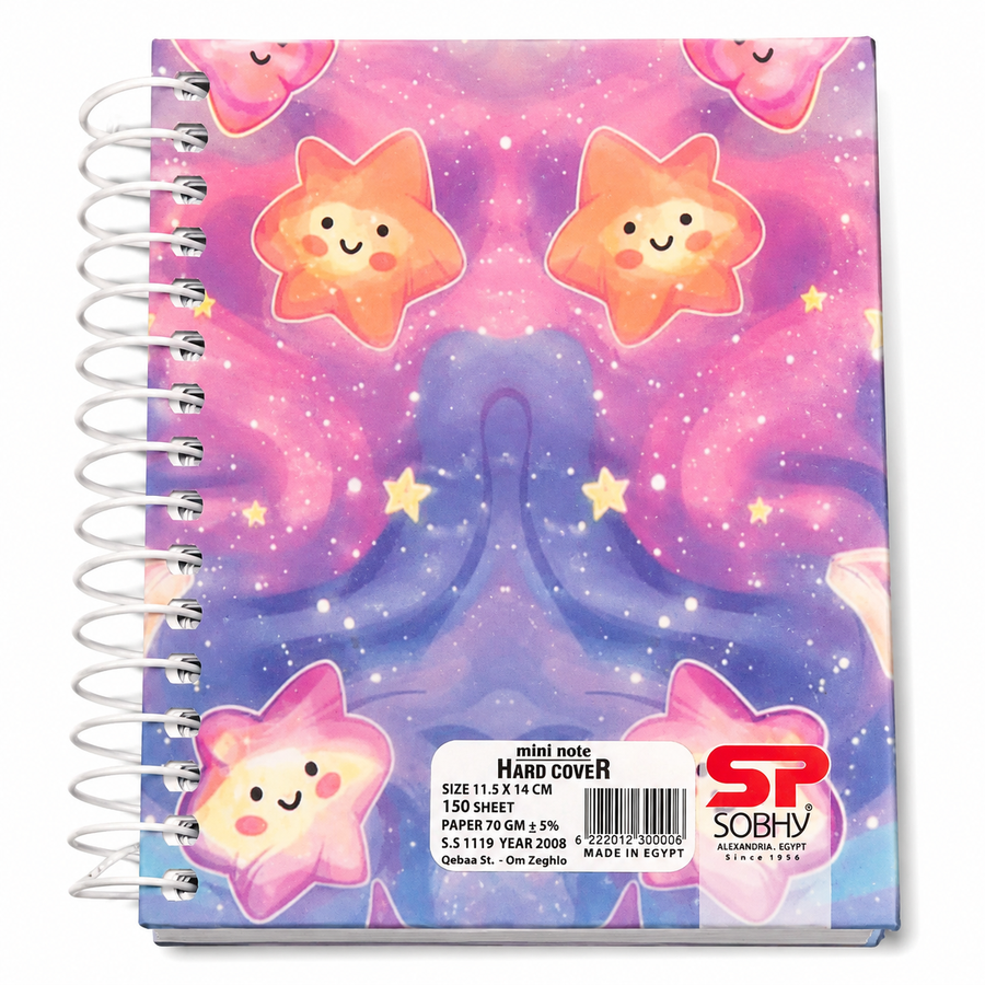 SOBHY Mini Hard Cover Spiral Notebook 11.5×14 cm – 150 Sheets – 70 GSM