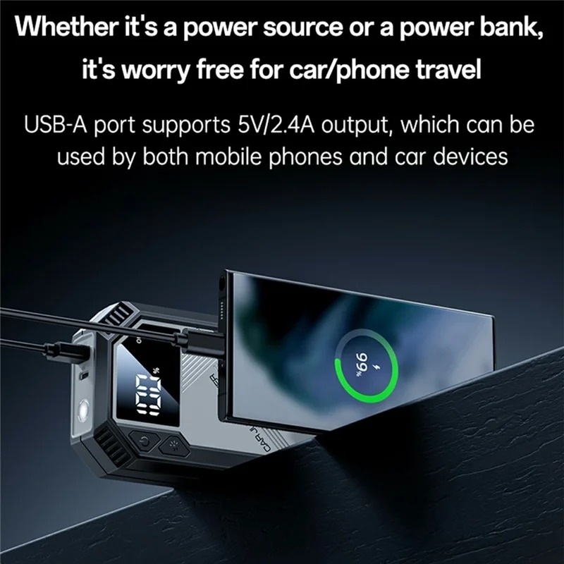 Yesido VC11 Portable Car Jump Starter – 12V Battery Booster Pack with Power Bank & LED Light (Black)