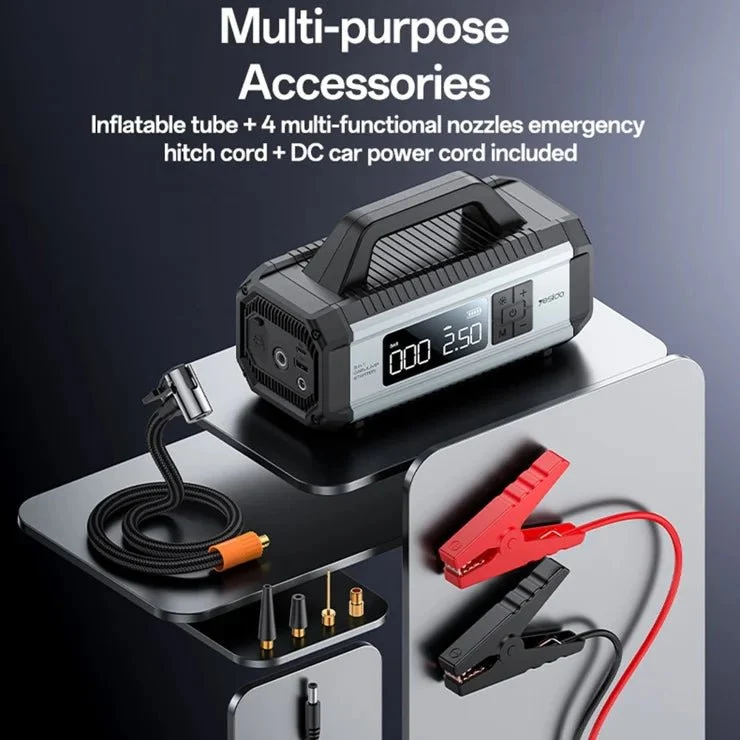 Yesido VC13 5-in-1 Car Jump Starter & Air Compressor – 10000mAh Battery Booster, Power Bank & LED Emergency Light