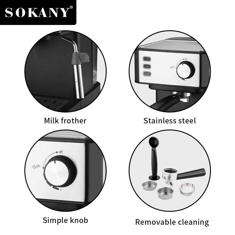ماكينة قهوة اسبريسو سوكاني 1.5 لتر 850 وات 15 بار موديل SK-04005