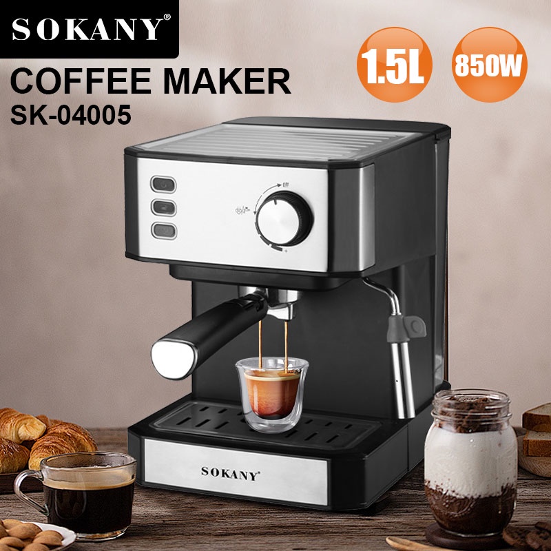 ماكينة قهوة اسبريسو سوكاني 1.5 لتر 850 وات 15 بار موديل SK-04005