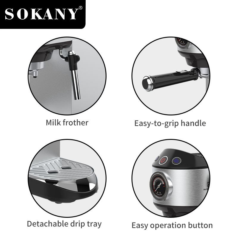 ماكينة قهوة اسبريسو سوكاني 1 لتر 1450 وات 15 بار موديل SK-696B