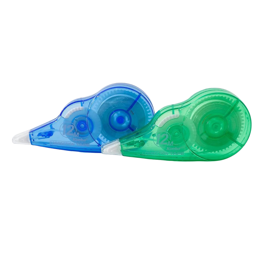 Xueba, Correction Tape Set, 2 Pieces, 24 m × 5 mm Each, Green and Blue