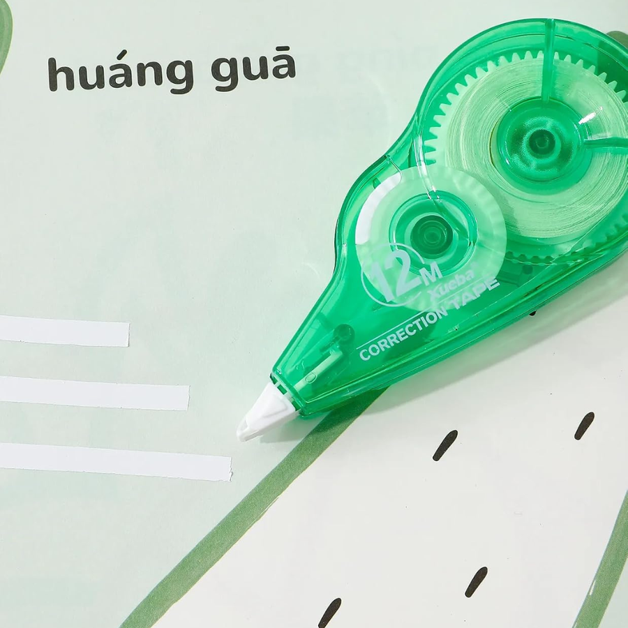 Xueba, Correction Tape Set, 2 Pieces, 24 m × 5 mm Each, Green and Blue