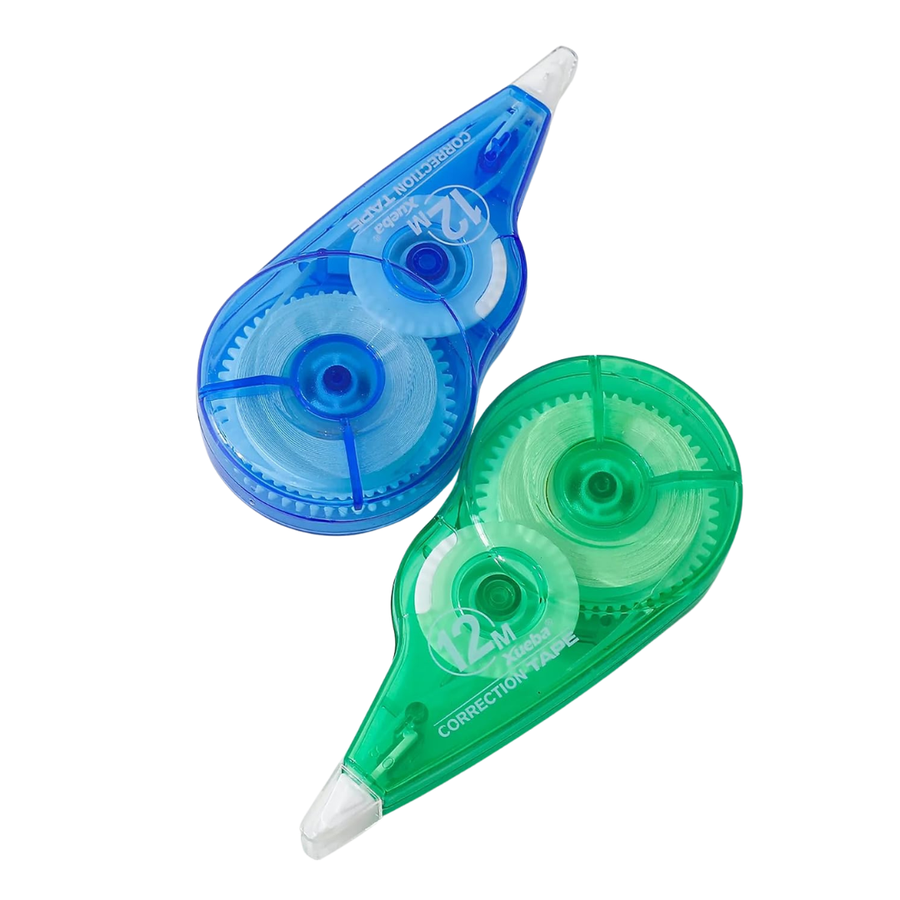 Xueba, Correction Tape Set, 2 Pieces, 24 m × 5 mm Each, Green and Blue