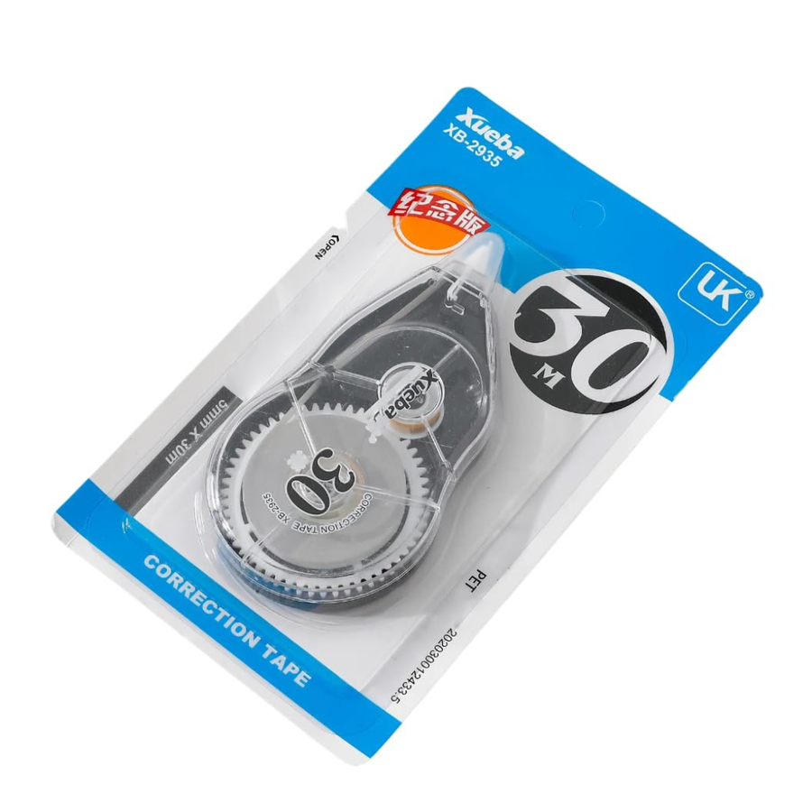 Xueba, Long Lasting Correction Tape, 30 m × 5 mm, Black