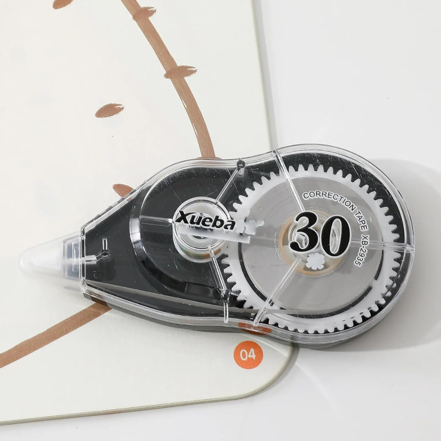 Xueba, Long Lasting Correction Tape, 30 m × 5 mm, Black