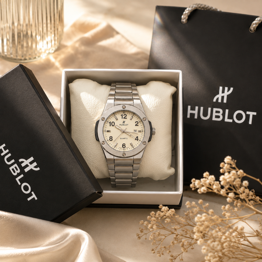 ساعة HUPLOT CLASSIC اوف وايت