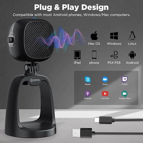 BOYA BY-CM6 Desktop USB Condenser Microphone for PC & Mac