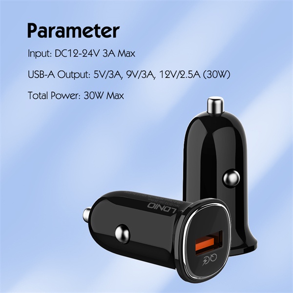 DNIO Car Fast Charging with Data Cabel (USB - A to Type-C) OR (USB - A to Lightning) (100CM) (30W) - Model: C105 