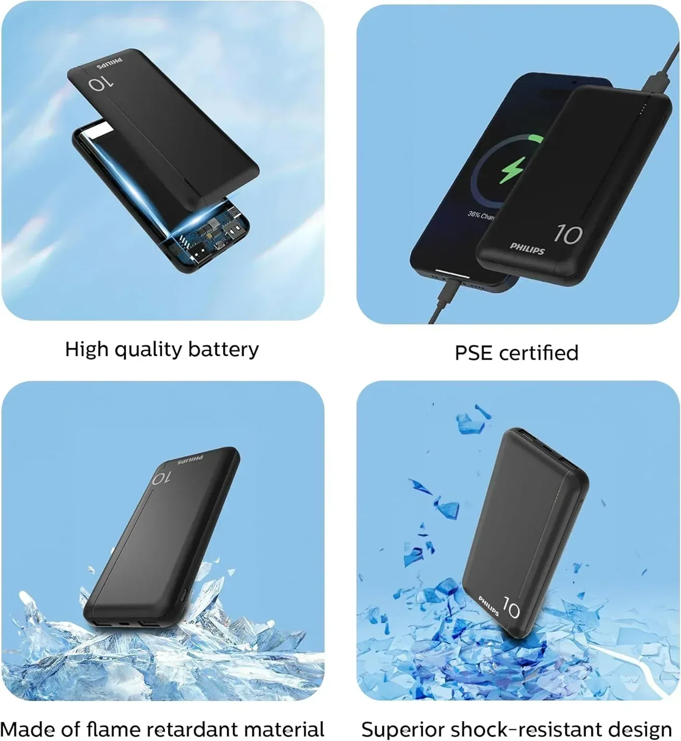 Philips 10000mAh Fast Charging Universal Power Bank 20W (ضمان 18 شهر)