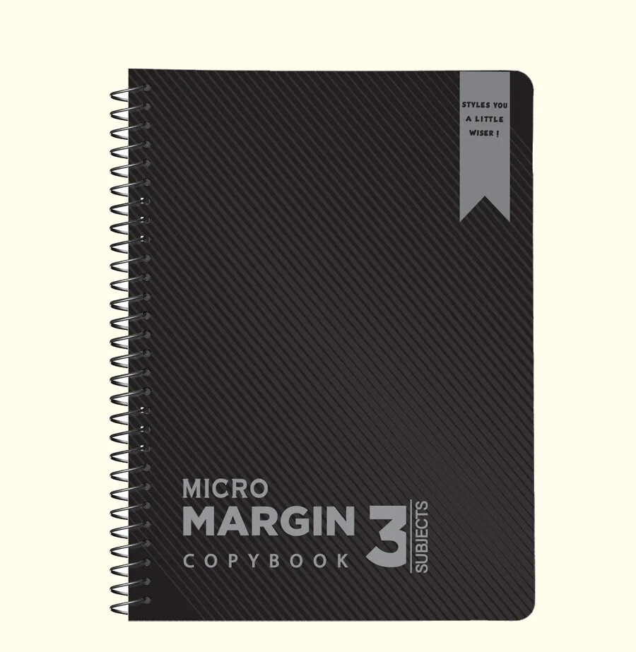SOBHY Micro Margin Spiral A5 Notebook – 120 Sheets – 3 Subjects