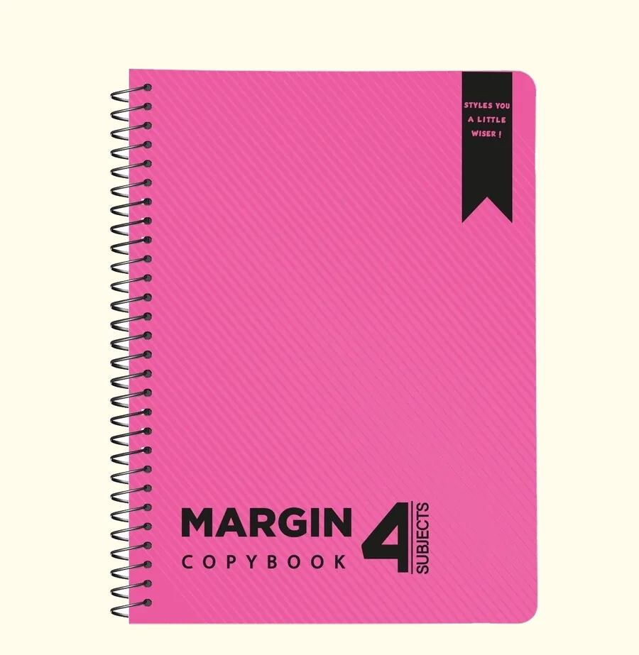 SOBHY Margin A4 Spiral Notebook – 160 Sheets – 4 Subjects