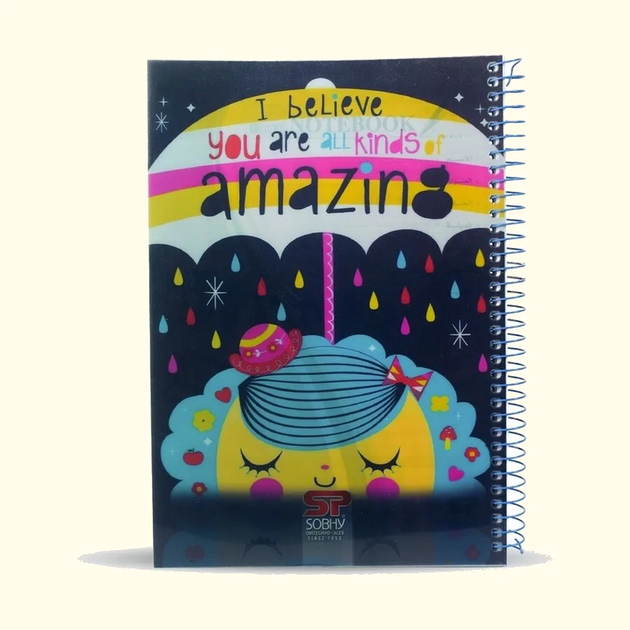 SOBHY A4 Spiral Notebook – 80 Sheets – Plastic Cover with Dividers