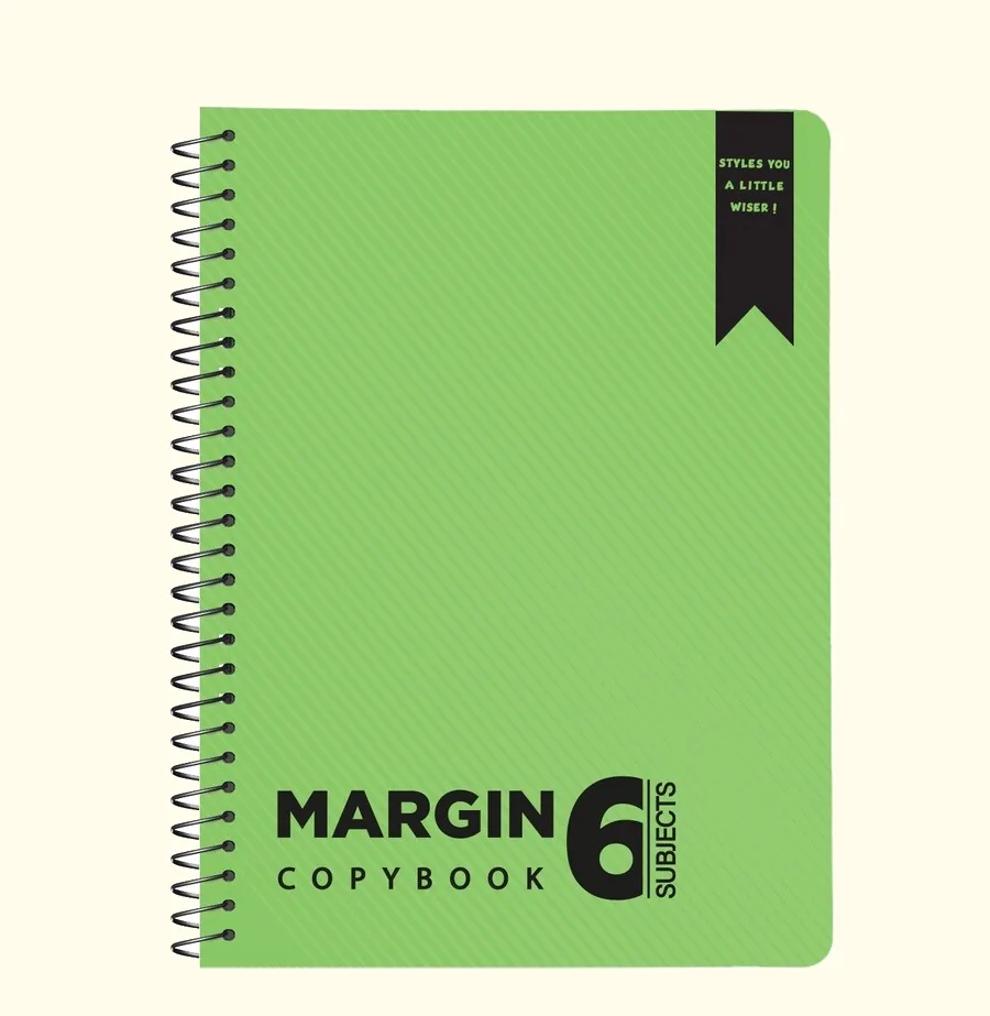 SOBHY Margin A4 Spiral Notebook – 240 Sheets – 6 Subjects
